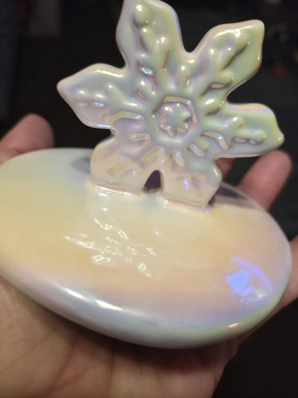 Rae Dunn Iridescent Pastel 'WHITE CHRISTMAS' Mug with Snowflake Lid